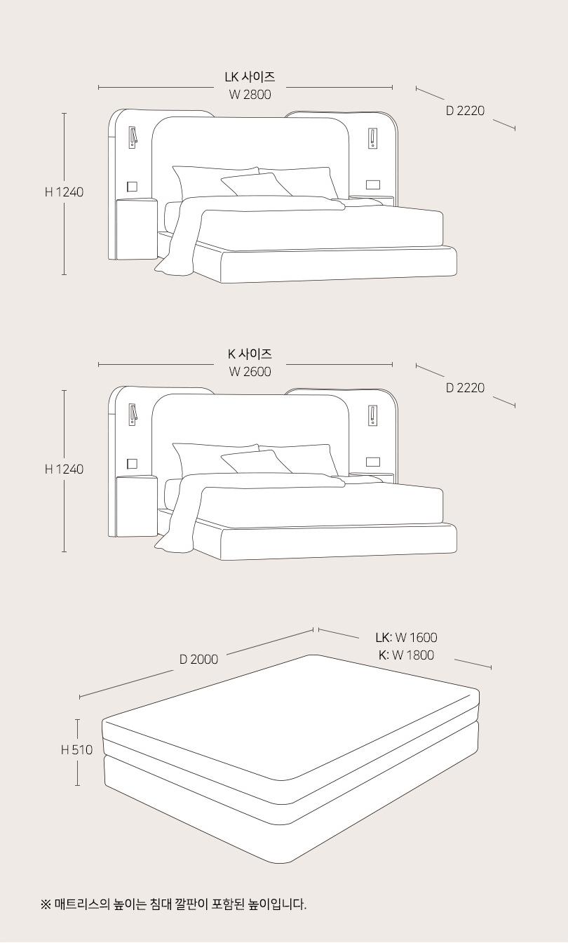 [헨지디자인] 코츠 침대 K+헨지 하드플러스 매트리스 K 세트 상세 이미지 4