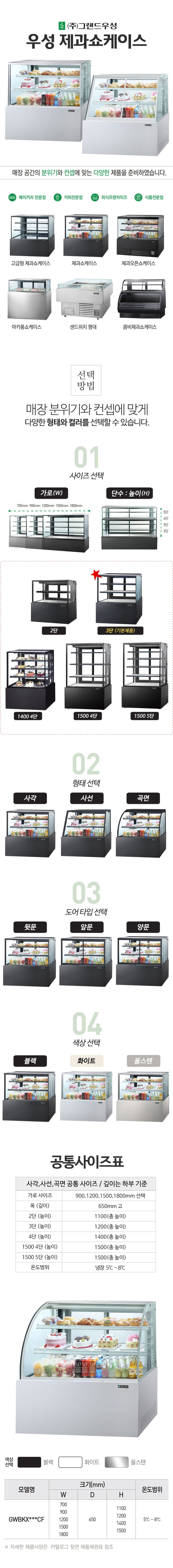 [그랜드우성] 간냉식 제과쇼케이스 900 곡면 뒷문형 3단 (블랙) (36) GWBKXG09CF (B) 상세 이미지 18