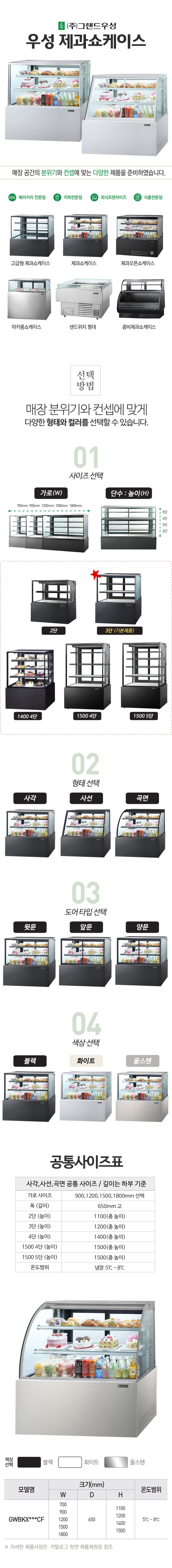 [그랜드우성] 간냉식 제과쇼케이스 900 곡면 뒷문형 3단 (화이트) (36) GWBKXG09CF (W) 상세 이미지 19