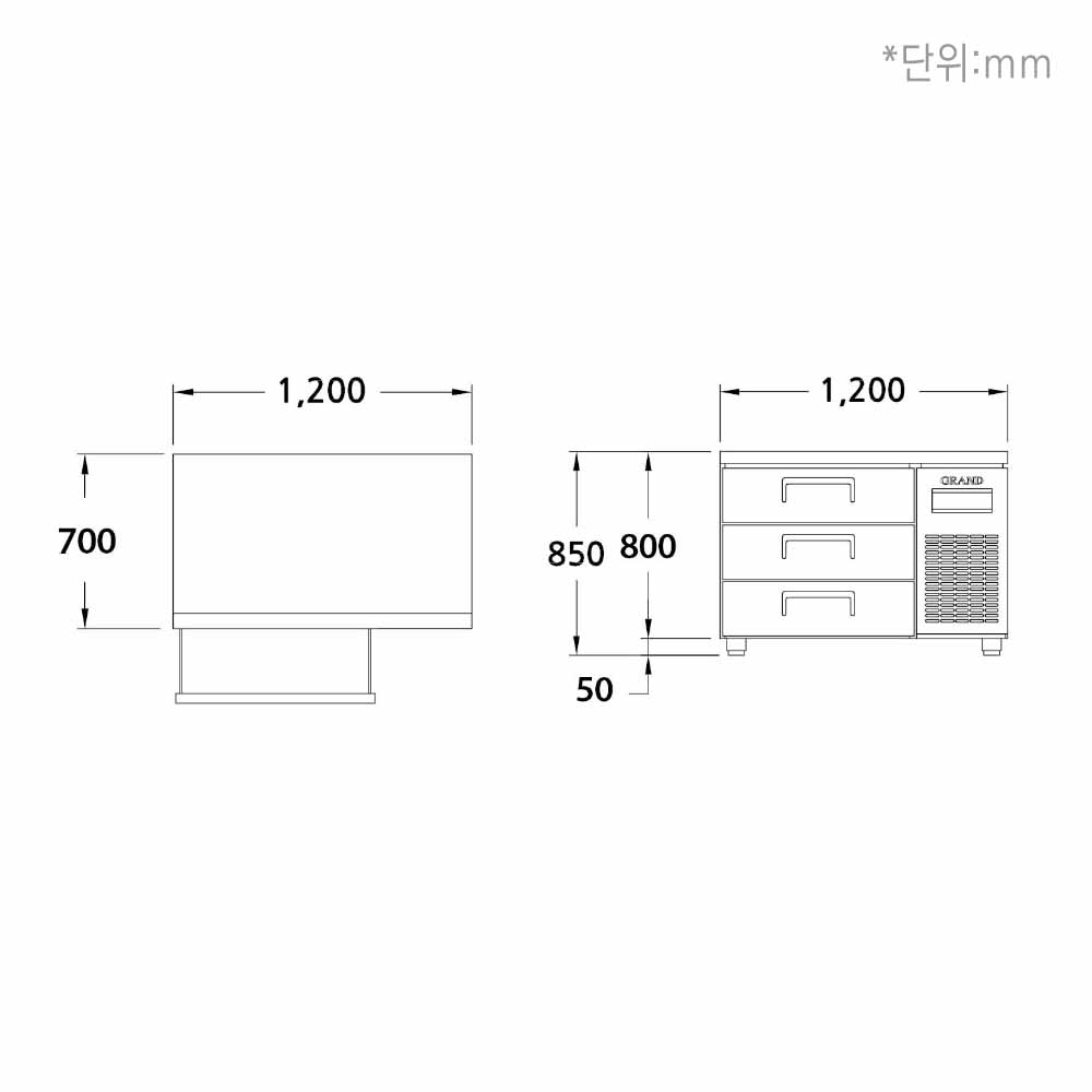 [그랜드우성] 간냉식 높은 서랍 냉장고 270L (폭700) (36) GWFM-120HDT_H7 상세 이미지 4