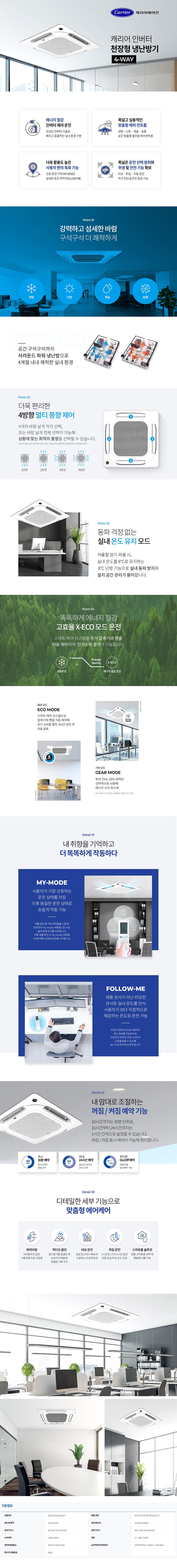 캐리어 냉난방기 천장형(삼상) 40평 (36) DATQ-1451GAWSX 상세 이미지 8