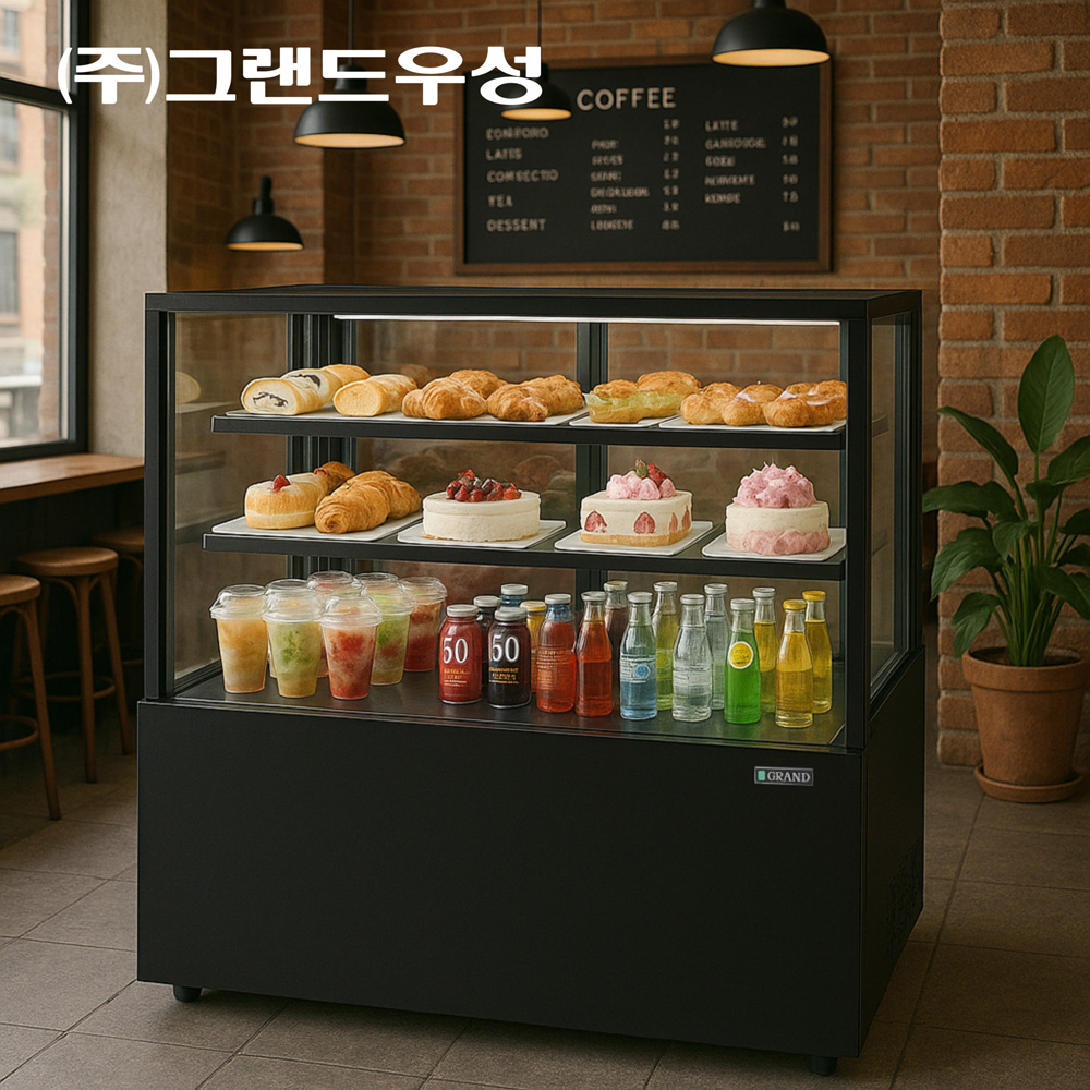 [그랜드우성] 간냉식 제과쇼케이스 900 사각 뒷문형 3단 (블랙) (36) GWBKRG09CF (B) 썸네일 1