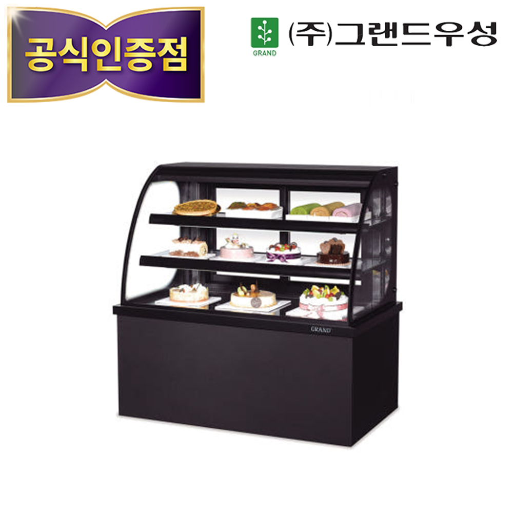 [그랜드우성] 간냉식 제과쇼케이스 900 곡면 뒷문형 3단 (블랙) (36) GWBKXG09CF (B) 썸네일 1